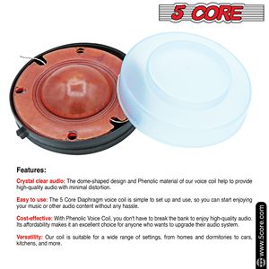 Altoparlanti Premium con Bobina Vocale e Diaframma Tweeter Fenolico di Ricambio da 2 Pollici a 5 Nuclei ad Alta Frequenza - Product Image 6