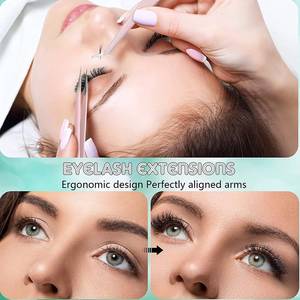 <b>Pink</b> Stainless Steel Eyelash Tweezers <b>Set</b> Precision Tip for Eyelash Extension <b>Tools</b> with Case - Product Image 6