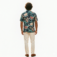 Heren Hawaiiaans overhemd met aanpasbare tropische fruitprint, 100% katoen, ademend, milieuvriendelijk, sneldrogend, lichtgewicht, zomer, strand