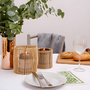 ที่ถูกที่สุดราคาโคมไฟหวายตกแต่งบ้านแนวโน้มใหม่ทอหวายเชิงเทียนทำในเวียดนาม - Product Image 3