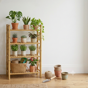 Patio Garden Corner Balcony Living Room Bamboo <b>Potted</b> Modern Multiple Tier Bamboo Display <b>Stand</b> for Patio Balcony Garden - Product Image 3