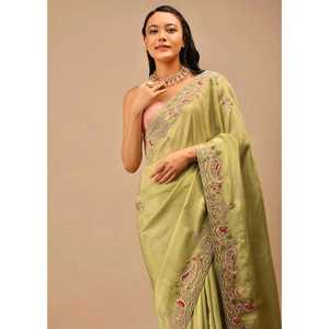 Vestido de carrera Saree de trabajo con bordado y lentejuelas de varios colores con codificación intrincada - Product Image 1