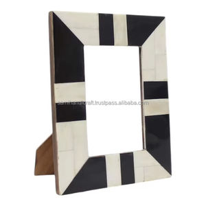 Cadre photo moderne de haute qualité en incrustation d'os, couleur blanc et noir, cadre photo décoratif de table pour la maison, le bureau ou le salon - Product Image 1
