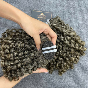 Hot Deal gris pixie cheveux bouclés faisceau de cheveux humains 100% cheveux humains sans perte ni emmêlement - Product Image 3