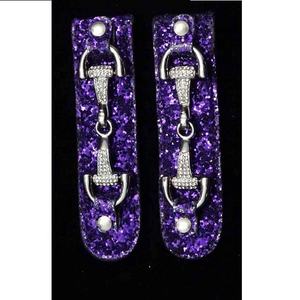 Cómodo Crystal Snaffle Bit Boot Clip Producto ecuestre hecho de cuero - Product Image 2