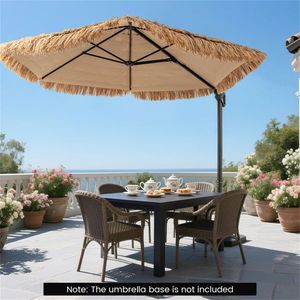Ombrellone da Esterno a 2 Livelli Stile Tropicale 2,9m Naturale+Nero con Design Ventilato Protezione Solare per Giardino/Bordo Piscina - Product Image 2