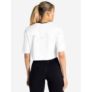 Top Corto de Punto para Mujer, Color Blanco Sólido, Cuello Redondo, Manga Corta, Informal, Transpirable, para Uso Diario, Primavera/Verano - Product Image 3