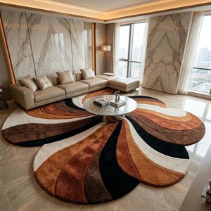 Tapis moderne abstrait en laine/coton tufté à la main, antidérapant, design vague sculptée, tapis de luxe 7 mm d'épaisseur pour salon, chambre, maison - Product Image 4