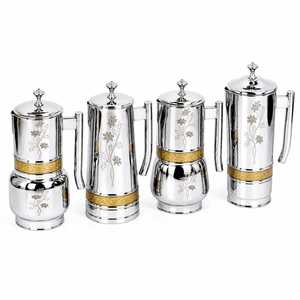 Stainless Steel Water <b>Jug</b> Metal Pitcher with Lid Floral Engraved Handle for Home Kitchen <b>Drink</b> Serving - Product Image 3