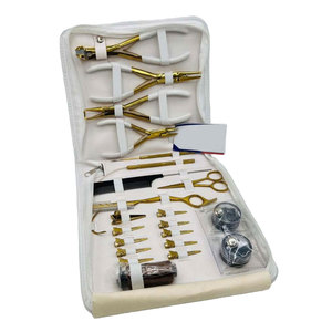 Kit de pinces professionnelles pour extensions de cheveux en micro-perles plaquées or en acier inoxydable avec logo personnalisé, outil professionnel pour extensions de cheveux à bandes adhésives - Product Image 1