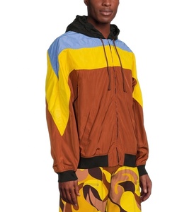 Personnalisé Patchwork Couleur Nylon Tissé Tissu Street Wear Course en Plein Air Sports Zip Up Color Block À Capuche Coupe-Vent Veste - Product Image 3
