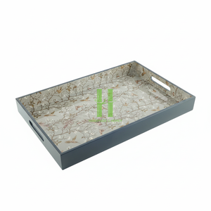 Plateau de service en bambou laqué écologique, peint à la main, style bohème, finition mate et brillante, prix direct usine, OEM Vietnam - Product Image 4