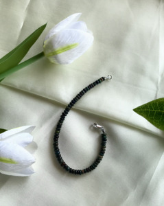 Black Ethopian Opal <b>Bracelet</b> Dark Beaded Choker <b>Bracelet</b> Unisex Minimalist Crystal <b>Bracelet</b> Handmade Black <b>Gemstone</b> <b>Bracelet</b> - Product Image 5