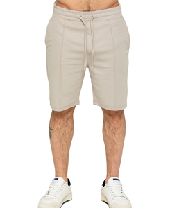 Pantalones Cortos Bermuda de Algodón Beige Sólido para Hombre de Alto Rendimiento con Cierre de Cordón y Bolsillos Laterales, Ropa Casual a Precio Económico - Product Image 1