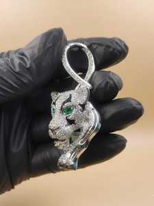 Colgante de Cabeza de Pantera con Incrustaciones de Moissanita, Plata de Ley 925 Bañada en Rodio, Amuleto de Lujo con Temática Animal, Joyería Unisex para Regalo - Product Image 6
