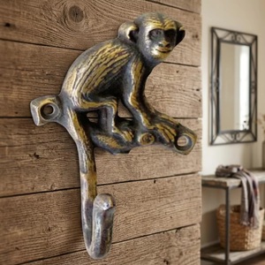 Gancho de Pared Vintage con Diseño de Mono, de Hierro Fundido y Aleación de Zinc, Ecológico, Autoadhesivo, Flexible, Gancho Individual para Ropa, Colgador Decorativo - Product Image 1