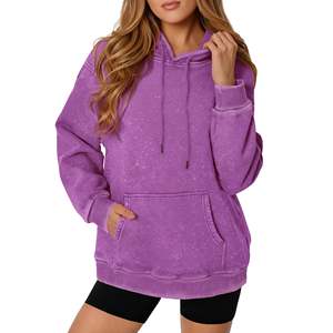 Sweat à capuche pour femme de qualité supérieure, 380 GSM, 100% coton, tissu éponge français, impression de logo OEM personnalisée, broderie, lavage à l'acide, coupe ample - Product Image 5