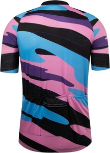 Maillot de cyclisme unisexe sublimé léger extensible dans les quatre sens à manches courtes pour vélo de route avec 3+1 poches zippées respirant et à séchage rapide - Product Image 2