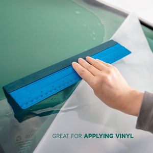 Righello universale in vinile PP rigido blu da 12 pollici (30 cm) con raschietto a 4 angoli per installazione pellicole oscuranti vetri, con feltro - Product Image 4