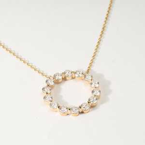 Collier minimaliste en or massif 10K 14K 18K avec 14 diamants ronds brillants de 1,42 ct, couleur E, clarté VVS, cultivés en laboratoire - Product Image 4