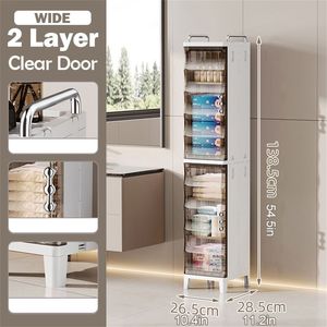 Organizzatore Salvaspazio per Porta Magnetico in Plastica 26,5x28,5x136,5cm, Armadietto con Cassetto Pieghevole per Spazi Ristretti - Product Image 2