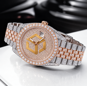 Luxury Iced Out Moissanite Diamond Hip Hop Quartz <b>Watch</b> Unisex Analog Round Wristwatch - Product Image 1