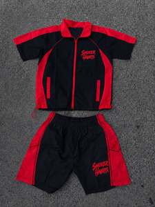 Ensemble décontracté 2-en-1 homme été 2026 : sweat à capuche et short légers sans manches, imprimé à carreaux/uni réfléchissant, en Spandex, avec ourlet fendu - Product Image 5