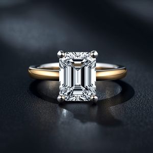 Anillo de Oro Sólido de 10K de Dos Tonos con Corte Princesa, Piedra Natural Minimalista, Claridad VVS1, Cadena para Uso Diario, Joyería Fina para Mujer - Product Image 4