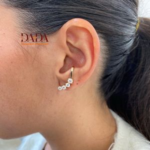 Supreme Round Brilliant Lab Grown Diamond Curved Hoop Earrings Luxury Fine Jewelry Anniversary <b>Gift</b> for Women Jewelry Collection - Product Image 2