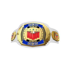 Ceinture de champion de Beer Pong avec texte et design personnalisés, ceinture premium or et blanc pour les fêtes, les tournois et les collectionneurs - Product Image 1
