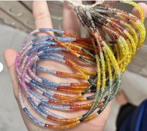 Cadena de Cuentas de Zafiro Multicolor Natural Facetado en Forma de Rondelle para la Fabricación de Joyas y Collares al por Mayor - Product Image 3