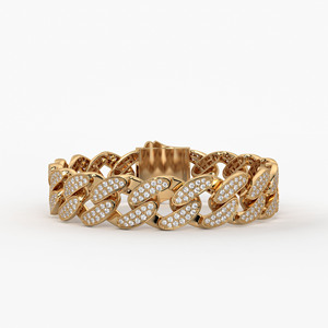 Pulsera Cubana de Oro de 14K con Baño de Rodio, Diamantes CVD Cultivados en Laboratorio F VVS VS, Eslabones Pavé Helados, Joyería Fina de Lujo Estilo Hip Hop Unisex - Product Image 5