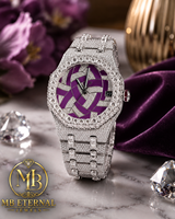 Montre de luxe pour homme MB ETERNAL JEWELS, sertie de moissanite, cadran rond en quartz, verre de 25 mm, fermoir déployant en acier inoxydable