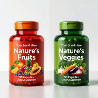 Compléments alimentaires à base de fruits et légumes sous marque privée, fabriqués avec des superaliments entiers et 90 capsules de légumes et 90 capsules de fruits