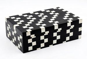 Handicraft Home Modern Black White Checkered <b>Pine</b> MDF Resin Inlay Durable Handmade Decorative Storage Jewelry <b>Box</b> for Dressing - Product Image 2