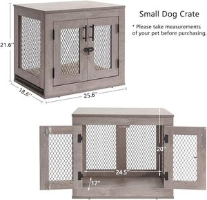 Dog Crate Furniture Wooden Dog Kennel for Medium Breed Indoor Wood Dog Cage Solid Adjustable Pet House with Tray Dog <b>Bed</b> - Product Image 5