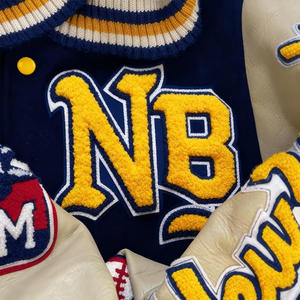 Chaqueta Varsity de los New York Mustangs para Hombre, con Letras Bordadas, Parche del Equipo de Béisbol, Cuello de Pana, para Otoño - Product Image 3