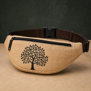 HINDVANTA GLOBAL Sac banane/bandoulière/ceinture en jute durable avec fermeture éclair, logo personnalisé, multi-compartiments, pour voyage et rangement - Product Image 2