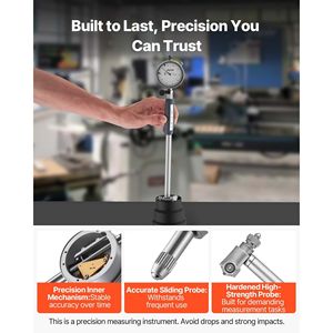 Juego de indicadores de diámetro de orificios con dial para medición, precisión de 0.001 pulgadas, rango de orificios de 2-6 pulgadas, con almacenamiento de varillas - Product Image 3