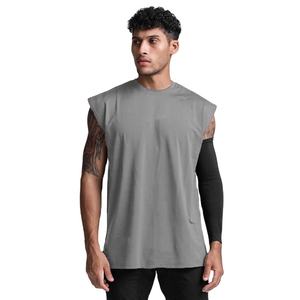 Camiseta sin mangas de algodón de peso pesado para hombre, chaleco de punto con técnica de lavado de estilo informal - Product Image 1