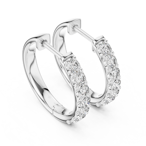 POCKET FRIENDLY RHODIUM PLATED LUXURY <b>HOOP</b> <b>EARRINGS</b> SET 18KT WHITE GOLD LAB GROWN 0.7CT DIAMONDS IGI CERTIFIED EVERYDAY WEAR - Product Image 2