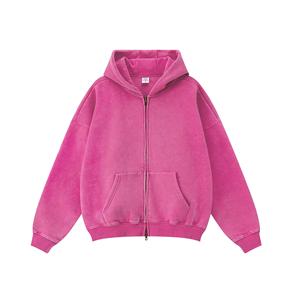 Sweat à capuche zippé unisexe Ibex, couleur unie, en molleton de coton, décontracté, coupe régulière, tricoté, pour l'automne - Product Image 3