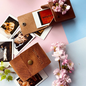Étui pour photos Instax Mini en cuir véritable fait main, pochette souvenir, étui pour film instantané, cadeau, mini pochette avec fermeture à bouton - Product Image 4