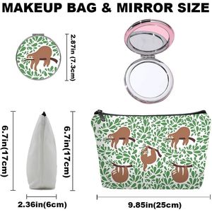 Set di Borse per il Trucco Personalizzate a Tema Bradipo per Donne e Ragazze, Graziosa Custodia Cosmetica da Viaggio con Specchio per Sposa e Damigelle - Product Image 4