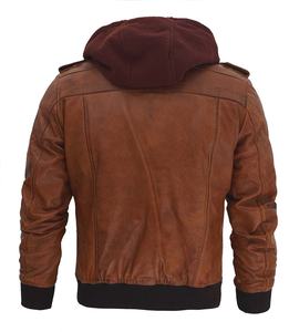 Giacche <span class=keywords><strong>in</strong></span> Pelle Marrone da Uomo Stile Bomber con Colletto Alto Completamente Personalizzabili di Alta Qualità Invernali <span class=keywords><strong>in</strong></span> Pelle Conciata Spessa - Product Image 2