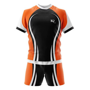 Uniforme de rugby pour hommes adultes, tissu extensible léger et respirant, coupe confortable, séchage rapide, maillot à manches courtes, short assorti - Product Image 1