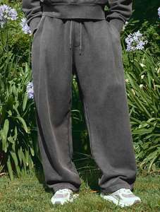 Pantalon de survêtement décontracté pour homme en coton bleu clair avec doublure polaire, séchage rapide, écologique, taille élastique, cordon de serrage, bas de pantalon côtelé, respirant - Product Image 3