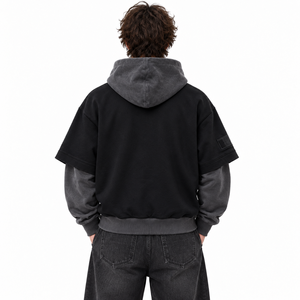Sudadera con Capucha de Doble Capa para Hombre, Estilo Vintage Lavado, Oversize, Streetwear, con Logotipo Personalizado, Marca Privada, Fabricante Mayorista - Product Image 2