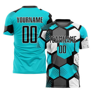 เสื้อฟุตบอลแบบซับลิเมชั่นเต็มตัว ออกแบบเองได้ พิมพ์โลโก้ เสื้อยืดฟุตบอลชาย ชุดฟุตบอล ระบายอากาศ แห้งเร็ว ระดับมืออาชีพ - Product Image 3