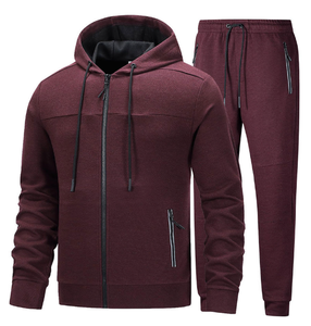 100% Polyester Fleece Hoodie Fabric <b>Plain</b> <b>Tracksuits</b> Sets Your Own Logo Sports Sweat suits for Men - Product Image 4